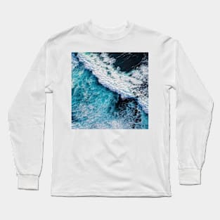 Ocean foam, Blue Ocean Summer Beach Waves Long Sleeve T-Shirt